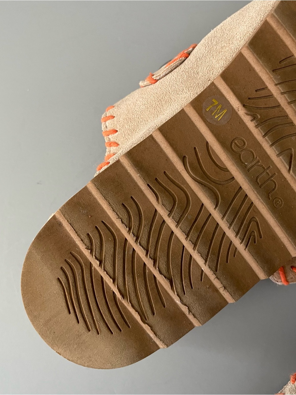 Earth Gena Leather Slip On Comfort Clog Taupe Orange 7 Boho Southwestern Foam - Picture 6 of 16